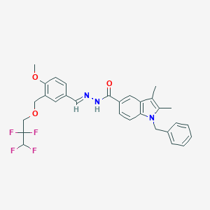 molecular formula C30H29F4N3O3 B454433 1-benzyl-N'-[(E)-{4-methoxy-3-[(2,2,3,3-tetrafluoropropoxy)methyl]phenyl}methylidene]-2,3-dimethyl-1H-indole-5-carbohydrazide 