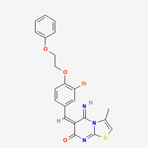molecular formula C22H18BrN3O3S B4544346 6-[3-bromo-4-(2-phenoxyethoxy)benzylidene]-5-imino-3-methyl-5,6-dihydro-7H-[1,3]thiazolo[3,2-a]pyrimidin-7-one 