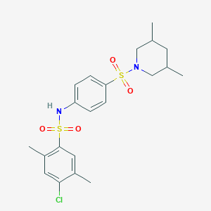 molecular formula C21H27ClN2O4S2 B4544354 4-chloro-N-{4-[(3,5-dimethyl-1-piperidinyl)sulfonyl]phenyl}-2,5-dimethylbenzenesulfonamide 