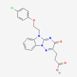 molecular formula C20H17ClN4O4 B4544361 3-{5-[2-(4-chlorophenoxy)ethyl]-3-oxo-3,5-dihydro[1,2,4]triazino[2,3-a]benzimidazol-2-yl}propanoic acid 