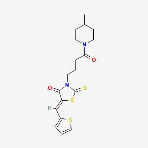 molecular formula C18H22N2O2S3 B4544417 3-[4-(4-methyl-1-piperidinyl)-4-oxobutyl]-5-(2-thienylmethylene)-2-thioxo-1,3-thiazolidin-4-one 