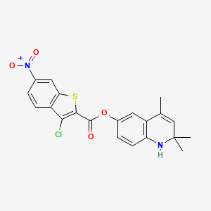 molecular formula C21H17ClN2O4S B4544430 2,2,4-trimethyl-1,2-dihydro-6-quinolinyl 3-chloro-6-nitro-1-benzothiophene-2-carboxylate 