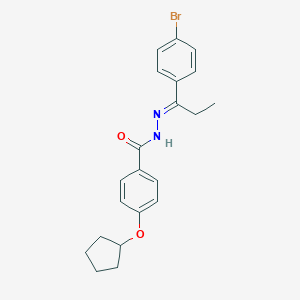 molecular formula C21H23BrN2O2 B454445 N'-[1-(4-bromophenyl)propylidene]-4-(cyclopentyloxy)benzohydrazide 