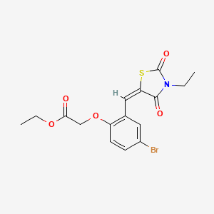 molecular formula C16H16BrNO5S B4544479 ethyl {4-bromo-2-[(3-ethyl-2,4-dioxo-1,3-thiazolidin-5-ylidene)methyl]phenoxy}acetate 