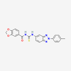 molecular formula C22H17N5O3S B4544495 N-({[2-(4-methylphenyl)-2H-1,2,3-benzotriazol-5-yl]amino}carbonothioyl)-1,3-benzodioxole-5-carboxamide 