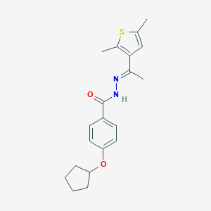 molecular formula C20H24N2O2S B454452 4-(cyclopentyloxy)-N'-[1-(2,5-dimethyl-3-thienyl)ethylidene]benzohydrazide 