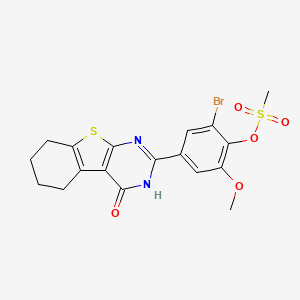 molecular formula C18H17BrN2O5S2 B4544585 2-bromo-6-methoxy-4-(4-oxo-3,4,5,6,7,8-hexahydro[1]benzothieno[2,3-d]pyrimidin-2-yl)phenyl methanesulfonate 