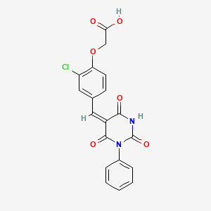 {2-chloro-4-[(2,4,6-trioxo-1-phenyltetrahydro-5(2H)-pyrimidinylidene)methyl]phenoxy}acetic acid