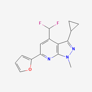 molecular formula C15H13F2N3O B4544609 3-cyclopropyl-4-(difluoromethyl)-6-(2-furyl)-1-methyl-1H-pyrazolo[3,4-b]pyridine 