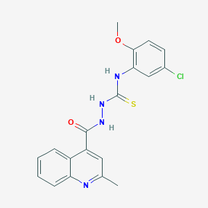 molecular formula C19H17ClN4O2S B4544658 N-(5-chloro-2-methoxyphenyl)-2-[(2-methyl-4-quinolinyl)carbonyl]hydrazinecarbothioamide 