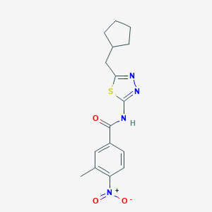 molecular formula C16H18N4O3S B454467 N-[5-(cyclopentylmethyl)-1,3,4-thiadiazol-2-yl]-3-methyl-4-nitrobenzamide 