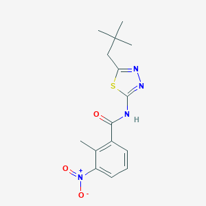 molecular formula C15H18N4O3S B454468 N-[5-(2,2-dimethylpropyl)-1,3,4-thiadiazol-2-yl]-2-methyl-3-nitrobenzamide 