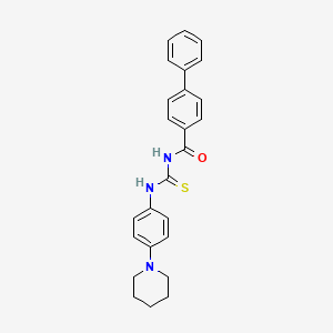 molecular formula C25H25N3OS B4544724 N-({[4-(1-piperidinyl)phenyl]amino}carbonothioyl)-4-biphenylcarboxamide 