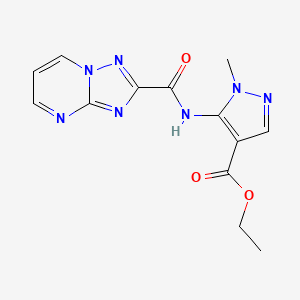 molecular formula C13H13N7O3 B4544760 ethyl 1-methyl-5-[([1,2,4]triazolo[1,5-a]pyrimidin-2-ylcarbonyl)amino]-1H-pyrazole-4-carboxylate 