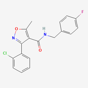 molecular formula C18H14ClFN2O2 B4544766 3-(2-chlorophenyl)-N-(4-fluorobenzyl)-5-methyl-4-isoxazolecarboxamide 