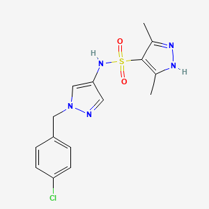molecular formula C15H16ClN5O2S B4544783 N-[1-(4-chlorobenzyl)-1H-pyrazol-4-yl]-3,5-dimethyl-1H-pyrazole-4-sulfonamide 