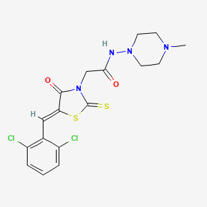 2-[5-(2,6-dichlorobenzylidene)-4-oxo-2-thioxo-1,3-thiazolidin-3-yl]-N-(4-methyl-1-piperazinyl)acetamide