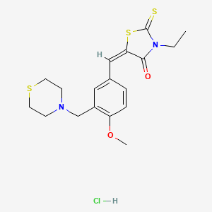 molecular formula C18H23ClN2O2S3 B4544822 3-ethyl-5-[4-methoxy-3-(4-thiomorpholinylmethyl)benzylidene]-2-thioxo-1,3-thiazolidin-4-one hydrochloride 