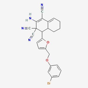 molecular formula C24H19BrN4O2 B4544868 2-amino-4-{5-[(3-bromophenoxy)methyl]-2-furyl}-4a,5,6,7-tetrahydro-1,3,3(4H)-naphthalenetricarbonitrile 