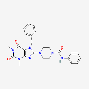 4-(7-benzyl-1,3-dimethyl-2,6-dioxo-2,3,6,7-tetrahydro-1H-purin-8-yl)-N-phenyl-1-piperazinecarboxamide