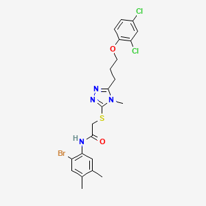 molecular formula C22H23BrCl2N4O2S B4544904 N-(2-bromo-4,5-dimethylphenyl)-2-({5-[3-(2,4-dichlorophenoxy)propyl]-4-methyl-4H-1,2,4-triazol-3-yl}thio)acetamide 