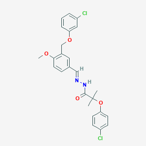 molecular formula C25H24Cl2N2O4 B454492 2-(4-chlorophenoxy)-N'-{3-[(3-chlorophenoxy)methyl]-4-methoxybenzylidene}-2-methylpropanohydrazide 