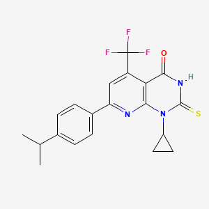 molecular formula C20H18F3N3OS B4544921 1-cyclopropyl-7-(4-isopropylphenyl)-2-mercapto-5-(trifluoromethyl)pyrido[2,3-d]pyrimidin-4(1H)-one 