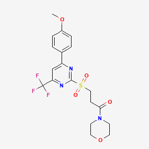 molecular formula C19H20F3N3O5S B4544932 4-(3-{[4-(4-methoxyphenyl)-6-(trifluoromethyl)-2-pyrimidinyl]sulfonyl}propanoyl)morpholine 