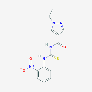 molecular formula C13H13N5O3S B454496 N-[(1-ethyl-1H-pyrazol-4-yl)carbonyl]-N'-{2-nitrophenyl}thiourea 