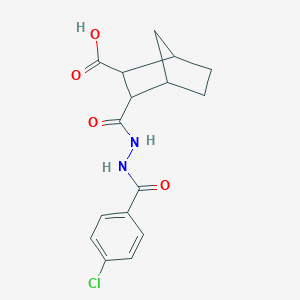 molecular formula C16H17ClN2O4 B454497 3-{[2-(4-Chlorobenzoyl)hydrazino]carbonyl}bicyclo[2.2.1]heptane-2-carboxylic acid 