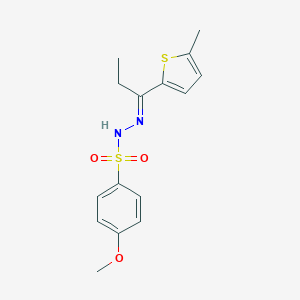 molecular formula C15H18N2O3S2 B454502 4-methoxy-N'-[1-(5-methyl-2-thienyl)propylidene]benzenesulfonohydrazide 