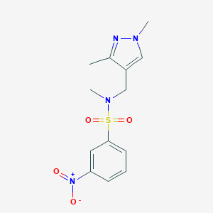 molecular formula C13H16N4O4S B454510 N-[(1,3-dimethyl-1H-pyrazol-4-yl)methyl]-N-methyl-3-nitrobenzenesulfonamide 