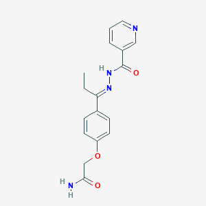 2-{4-[N-(3-pyridinylcarbonyl)propanehydrazonoyl]phenoxy}acetamide