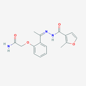 molecular formula C16H17N3O4 B454535 2-{2-[N-(2-methyl-3-furoyl)ethanehydrazonoyl]phenoxy}acetamide 