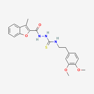 molecular formula C21H23N3O4S B4545357 N-[2-(3,4-dimethoxyphenyl)ethyl]-2-[(3-methyl-1-benzofuran-2-yl)carbonyl]hydrazinecarbothioamide 