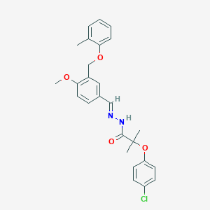 2-(4-chlorophenoxy)-N'-{4-methoxy-3-[(2-methylphenoxy)methyl]benzylidene}-2-methylpropanohydrazide