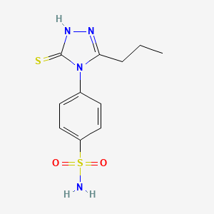 molecular formula C11H14N4O2S2 B4545405 4-(3-mercapto-5-propyl-4H-1,2,4-triazol-4-yl)benzenesulfonamide 