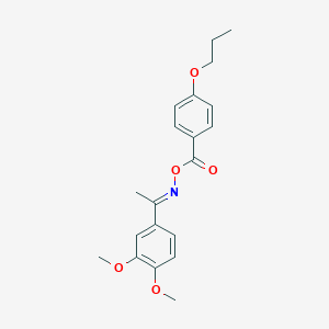 molecular formula C20H23NO5 B454541 1-(3,4-dimethoxyphenyl)ethanone O-(4-propoxybenzoyl)oxime 