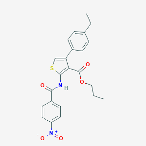 molecular formula C23H22N2O5S B454546 Propyl 4-(4-ethylphenyl)-2-({4-nitrobenzoyl}amino)-3-thiophenecarboxylate 