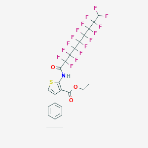 molecular formula C26H21F16NO3S B454555 Ethyl 4-(4-tert-butylphenyl)-2-[(2,2,3,3,4,4,5,5,6,6,7,7,8,8,9,9-hexadecafluorononanoyl)amino]-3-thiophenecarboxylate 