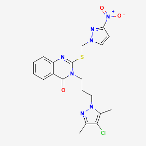 3-[3-(4-CHLORO-3,5-DIMETHYL-1H-PYRAZOL-1-YL)PROPYL]-2-{[(3-NITRO-1H-PYRAZOL-1-YL)METHYL]SULFANYL}-4(3H)-QUINAZOLINONE