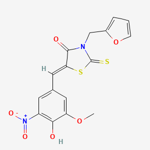 3-(2-furylmethyl)-5-(4-hydroxy-3-methoxy-5-nitrobenzylidene)-2-thioxo-1,3-thiazolidin-4-one