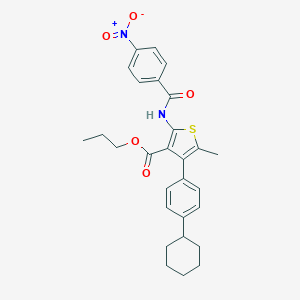 Propyl 4-(4-cyclohexylphenyl)-2-({4-nitrobenzoyl}amino)-5-methyl-3-thiophenecarboxylate