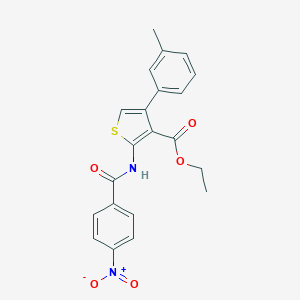 molecular formula C21H18N2O5S B454575 Ethyl 2-({4-nitrobenzoyl}amino)-4-(3-methylphenyl)-3-thiophenecarboxylate 