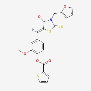 molecular formula C21H15NO5S3 B4545750 4-{[3-(2-furylmethyl)-4-oxo-2-thioxo-1,3-thiazolidin-5-ylidene]methyl}-2-methoxyphenyl 2-thiophenecarboxylate 