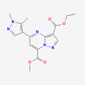 molecular formula C16H17N5O4 B4545773 3-ethyl 7-methyl 5-(1,5-dimethyl-1H-pyrazol-4-yl)pyrazolo[1,5-a]pyrimidine-3,7-dicarboxylate 