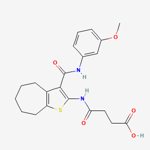 molecular formula C21H24N2O5S B4545834 3-({3-[(3-METHOXYPHENYL)CARBAMOYL]-4H,5H,6H,7H,8H-CYCLOHEPTA[B]THIOPHEN-2-YL}CARBAMOYL)PROPANOIC ACID 