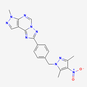 molecular formula C19H17N9O2 B4545860 2-{4-[(3,5-dimethyl-4-nitro-1H-pyrazol-1-yl)methyl]phenyl}-7-methyl-7H-pyrazolo[4,3-e][1,2,4]triazolo[1,5-c]pyrimidine 