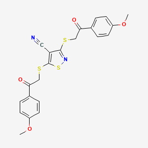 molecular formula C22H18N2O4S3 B4545867 BIS({[2-(4-METHOXYPHENYL)-2-OXOETHYL]SULFANYL})-1,2-THIAZOLE-4-CARBONITRILE 