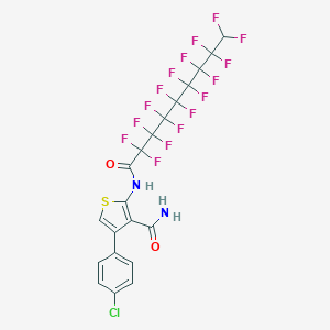 molecular formula C20H9ClF16N2O2S B454588 4-(4-Chlorophenyl)-2-[(2,2,3,3,4,4,5,5,6,6,7,7,8,8,9,9-hexadecafluorononanoyl)amino]-3-thiophenecarboxamide 
